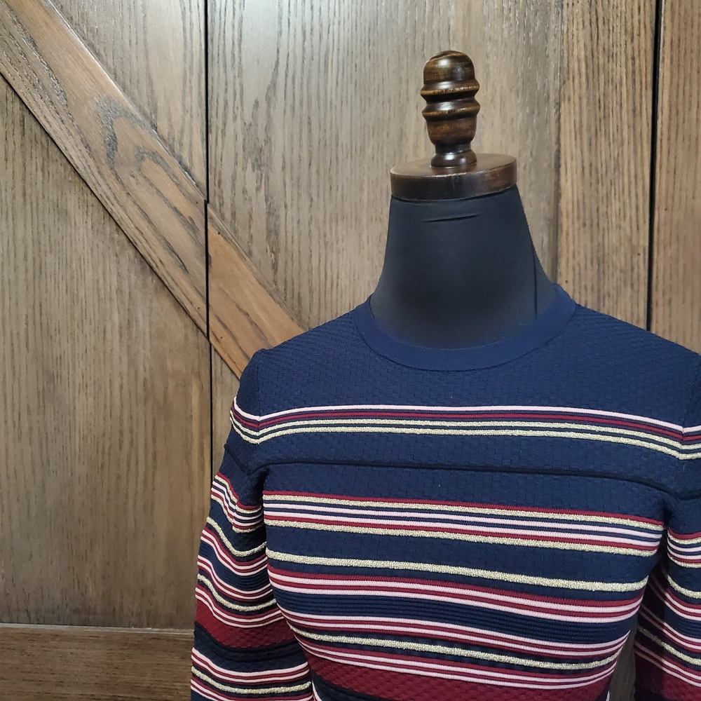 LAST CHANCE Ted Baker Metallic Striped Peplum Sweater - Picture 4 of 4